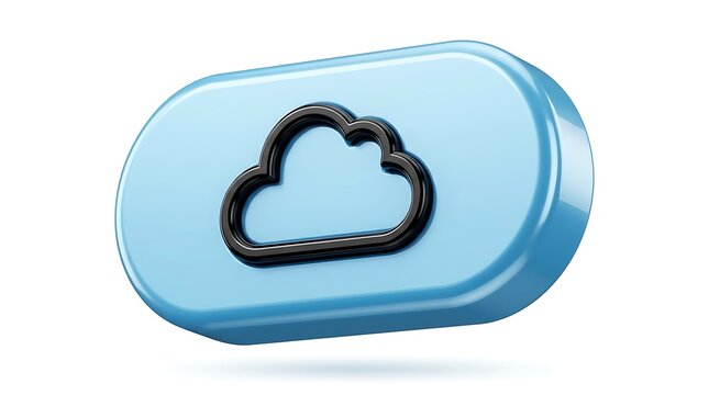 Blue rounded rectangular button with black cloud symbol cloud storage rounded rectangle