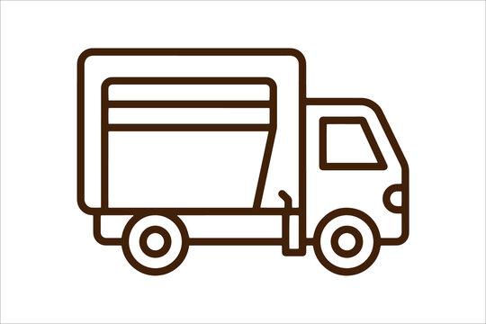Simple line drawing of delivery truck with open cargo box