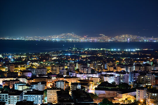 Izmir Night Skyline Across the Bay