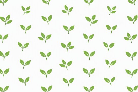 Seamless green leaf pattern on white background for eco wallpaper textile and surface design with minimalist style