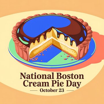 National boston cream pie day october 23 illustration