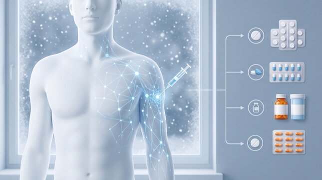 Winter Respiratory Treatment and Medication Healthcare Concept