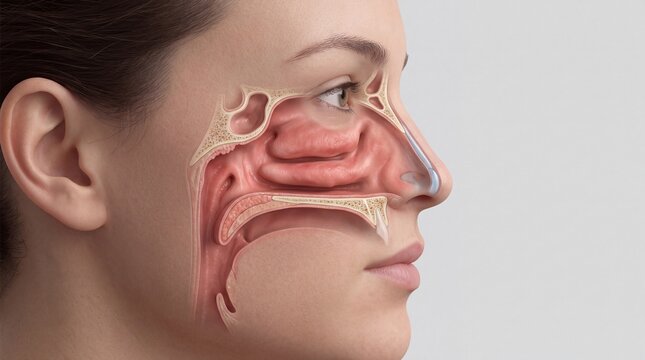 Human Nasal and Sinus Anatomy Side View Medical Illustration