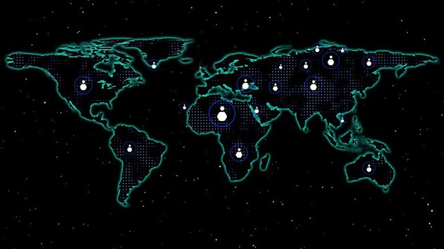 World map animation links demographic population networks. Global sociological community data tracks on this world map animation. International analytics use the map.