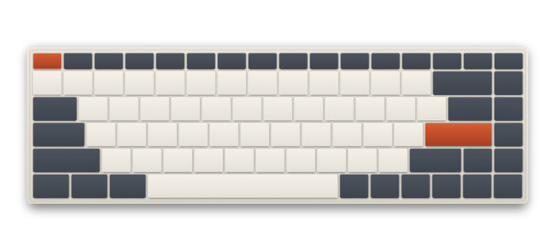 Retro custom mechanical keyboard with vintage beige keycaps cutout