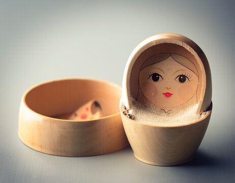 russian nesting dolls babushka half open