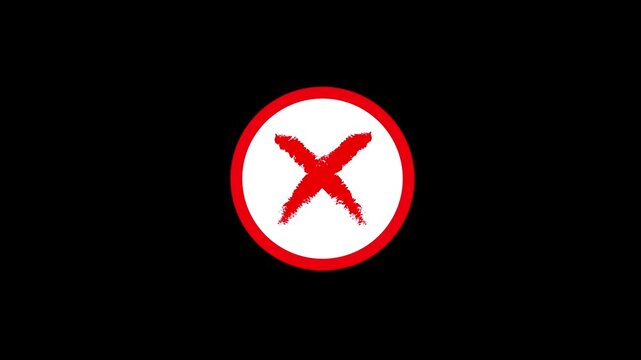 simple positive crossed mark blue cross mark sign symbol sign on red circle shape animation video footage