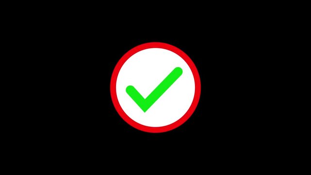 simple positive tick mark blue tick mark sign symbol sign on red circle shape animation video footage