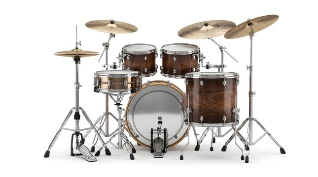 Professional Drum Kit Isolated in Clean White Studio