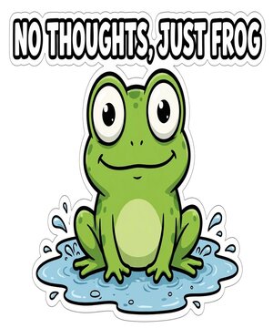 Blissfully blank derpy frog with empty mind, funny meme illustration
