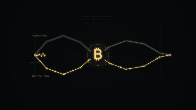 Financial data topology and exception quarantine visualizing bitcoin settlement discrepancy isolated from healthy transaction stream in sleek cyber-finance HUD schematic precision