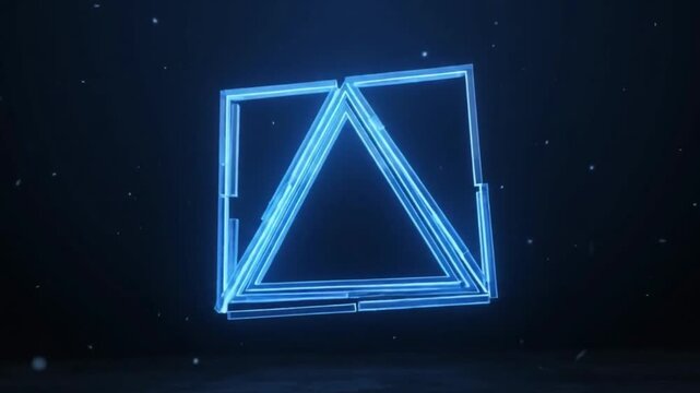 Abstract Blue Triangle Christmas Background with Glowing Stars, , Constellation Pattern and Modern Geometric Holiday Design