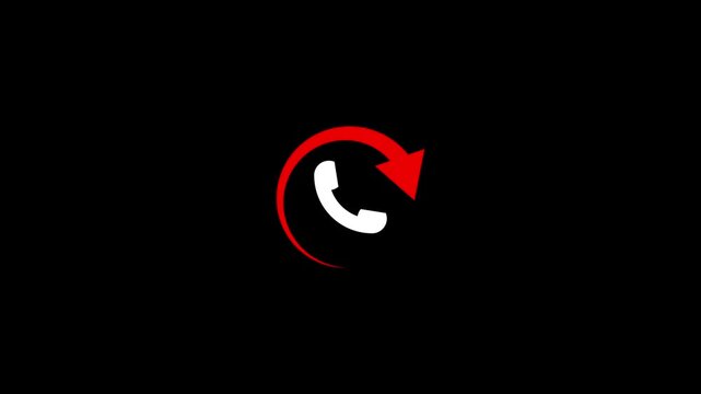 missed call icon animation. call notification sign, call history icon