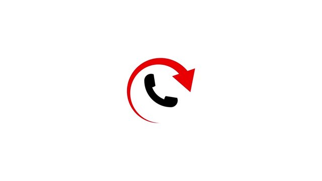 missed call icon animation. call notification sign, call history icon