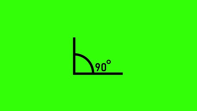 90 degree angle measurement icon animation. Geometric sign, mathematics angle symbol.
