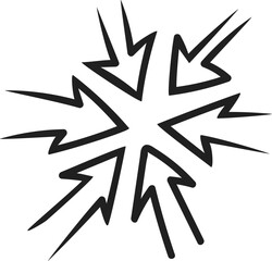 Fototapeta premium Cute Hand Drawn Converging Inward Arrows Vector Icon