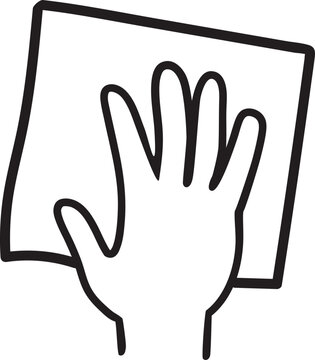 Cute Hand Drawn Hand Wiping Surface Vector Icon
