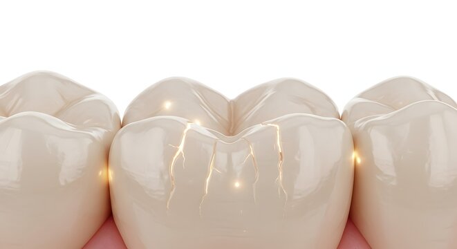 Close-Up Tooth Anatomy Showing Enamel Erosion and Acid-Related Damage