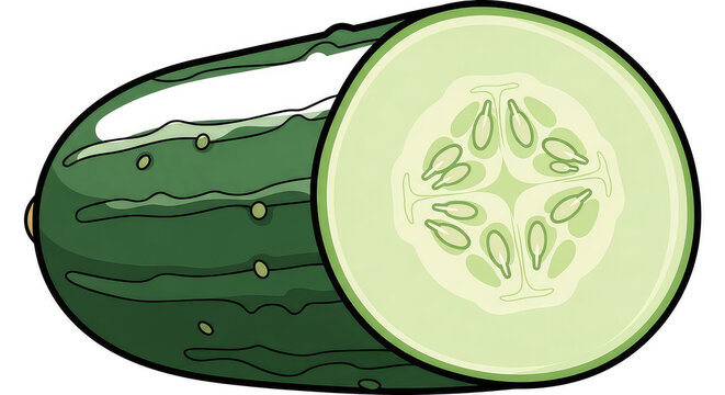 Fresh cucumber vegetable illustration isolated on white background