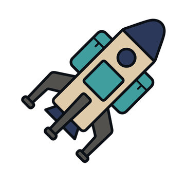 Stylized rocket with fins and windows