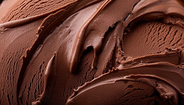 close up dark chocolate ice cream texture creamy surface rich tone dessert background food sweet frozen cocoa indulgent smooth pattern detailed gourmet treat concept