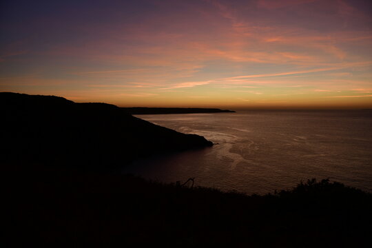 Sorel point, Jersey, U.K. Coastal Autumn sunset.