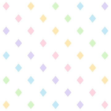 Pastel Diamond Seamless Pattern with Colorful Geometric Rhombus Shapes