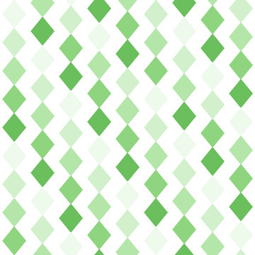 Seamless geometric pattern with green diamond shapes on white
