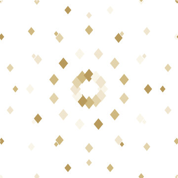 Seamless geometric mandala pattern with sage and gold diamond shapes