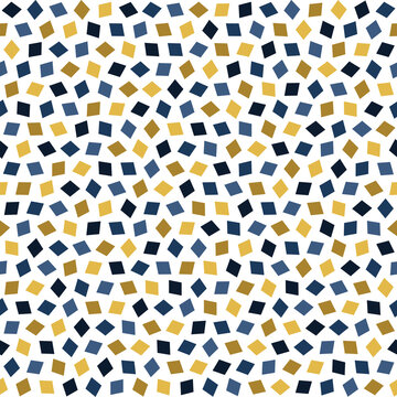 Seamless geometric pattern with blue and yellow rhombuses on white