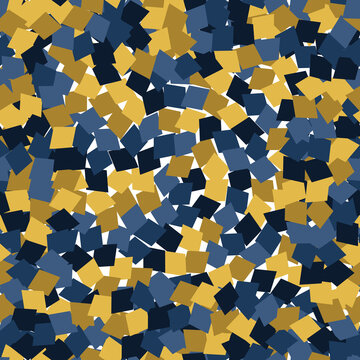 Seamless abstract geometric pattern with blue and yellow squares
