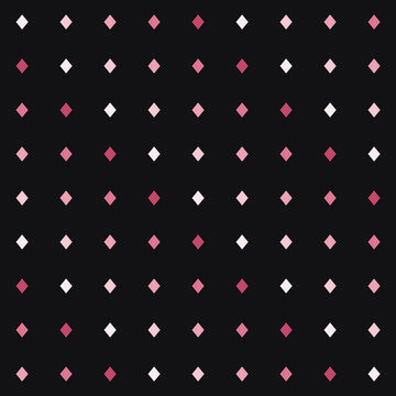 Seamless pattern of blush pink and white diamonds on black background