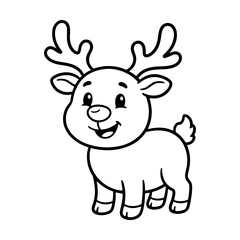 Obraz premium Cute Christmas Reindeer Cartoon Outline Character