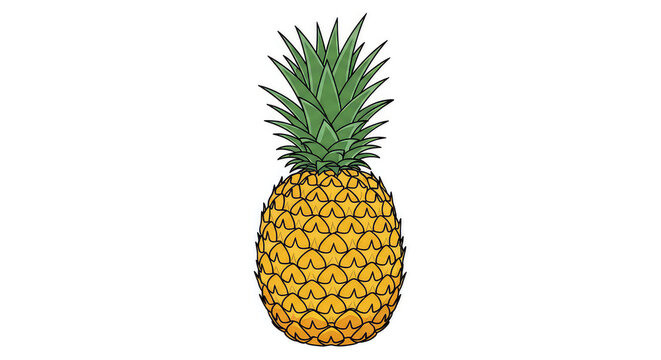 Single fresh pineapple illustration isolated on white background