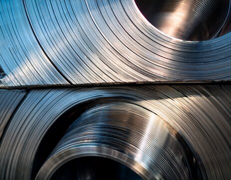 metallic industrial steel parts with circular shape and subtle texture showcased in a close up perspective with selective toning highlighting machinery details
