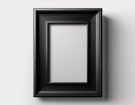 modern black picture frame on white background vertical shape