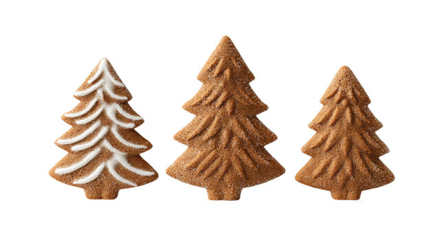 Gingerbread tree cookies with white icing for holiday treats