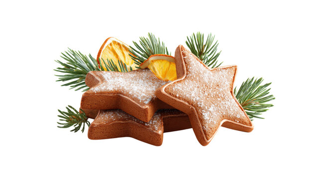 Christmas star cookies with citrus and pine