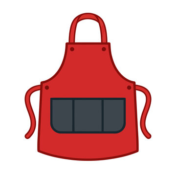 Red apron with three pockets