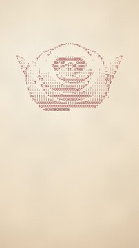 Vertical video of a large red rose made of typewriter letters typed line by line on a blank paper sheet, vintage typewriter art close-up, seamless loop