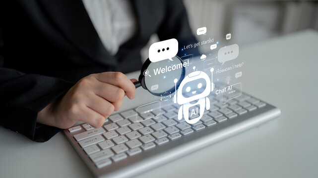 Welcome message introduces chat AI assistant for instant help. Chat AI supports questions and tasks, and chat AI improves service with friendly NLP chatbot onboarding. Corpus