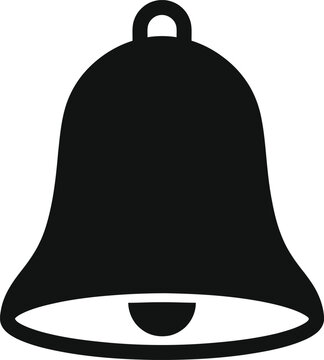 Black Handbell Silhouette with Ring Handle and Clapper Isolated Vector Illustration