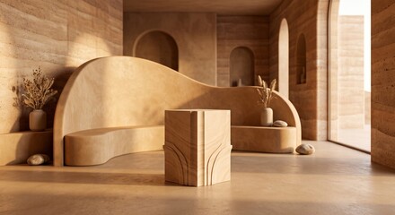 Fototapeta premium Desert Sandstone Product Display Scene