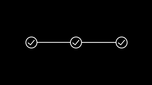 3 step infographic process with check mark. infographic step by step process sign animation on white background, step process success with check marks. Step-by-Step Guide: Business Steps.