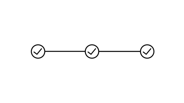 3 step infographic process with check mark. infographic step by step process sign animation on white background, step process success with check marks. Step-by-Step Guide: Business Steps.