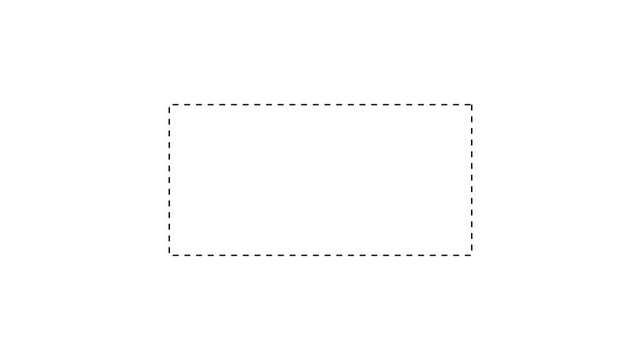 Dotted line rectangle frame animation on white background. Animation of a dotted line path from left to right point. border frame dotted line animation isolated on white screen.
