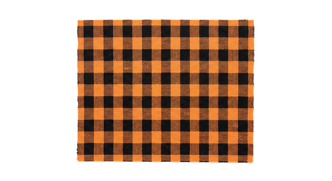 Orange and black buffalo plaid fabric swatch for fall and Halloween decor