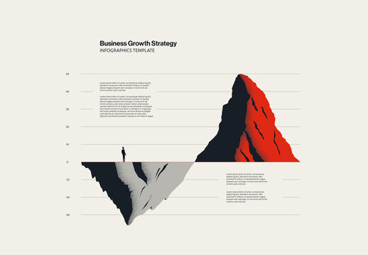 Business Growth Strategy Mountain Chart Illustration and Text