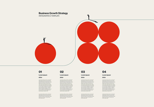 Business Growth Building Strategy Infographic Template with Circular Minimal Illustration