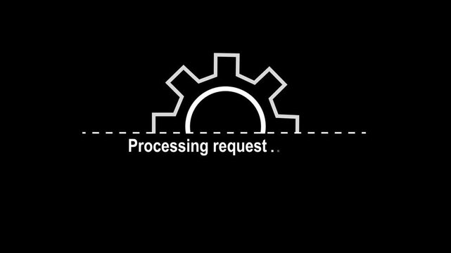 Processing request bar icon animation on Black background. White color setting and processing icon animated. Abstract system processing request bar icon. setting processing request bar icon animated.